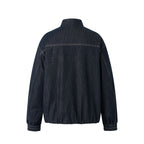 Unisex Boxy Jeans Bomber Jacket with Stand Collar, Zipper and Elastic Hem Fashion Glam