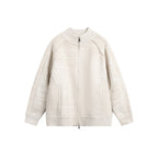 Unisex Knit Zip Jacket with Stand-up Collar, Raglan Sleeves and Ribbed Cuffs Fashion Glam