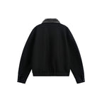 Men's Boxy Bomber Jacket with Teddy Collar, Lined Pockets and Elastic Hem Fashion Glam