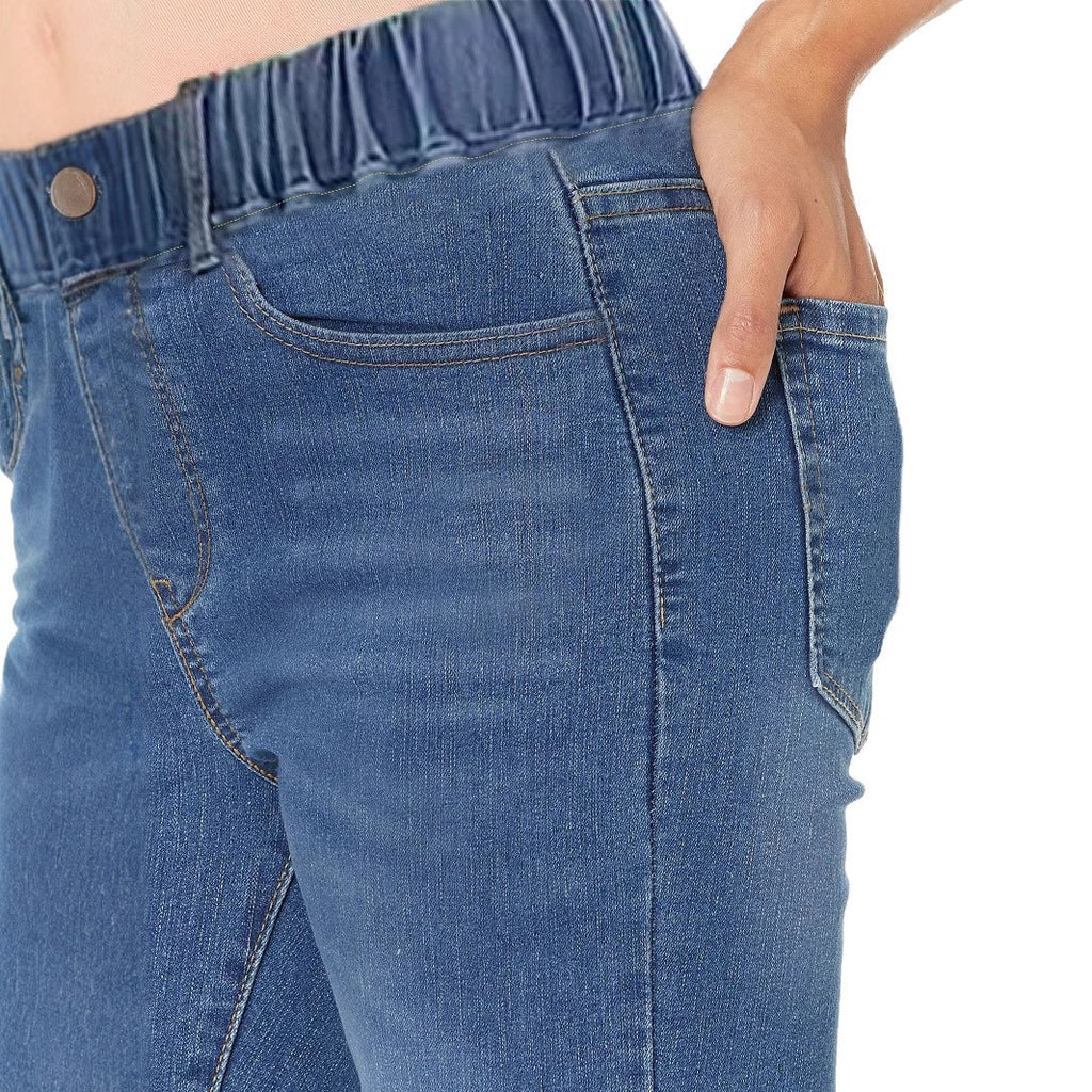 Women high-cut stretch jeggings with elastic comfort waistband and back pockets Fashion Glam