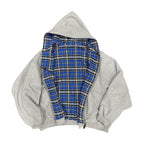 Men's padded hoodie with checked lining and full zip Fashion Glam