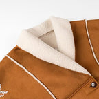 Women's Embroidered Fleece-Lined Shirt Jacket with Shawl Collar and Patch Pockets Fashion Glam