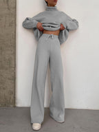 Women Wide Knit Pants with High Waist, Drawstring, and Wide Leg Fashion Glam