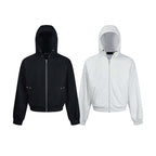 Unisex Short Hoodie Zip Pullover made of French Terry with Raglan Sleeves and Hidden Side Pockets Fashion Glam