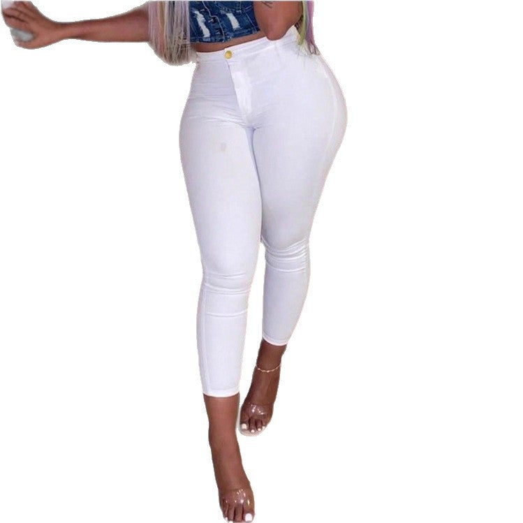 Women's high-waisted elastic tight jeans with figure-shaping effect Fashion Glam