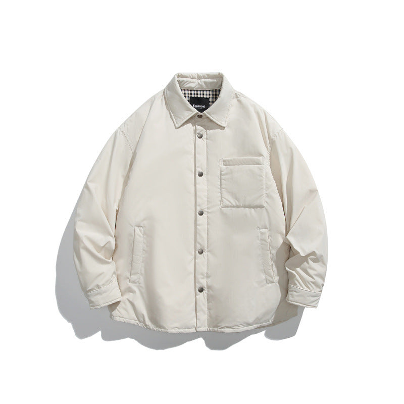 Unisex Boxy padded shirt jacket with snap buttons, chest pocket and thermal lining Fashion Glam