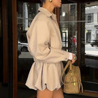 Women short zip jacket with elastic hem Fashion Glam