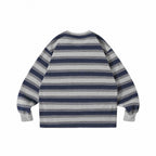 Unisex Oversize Striped Sweatshirt with Chest Pocket and Round Neck Fashion Glam