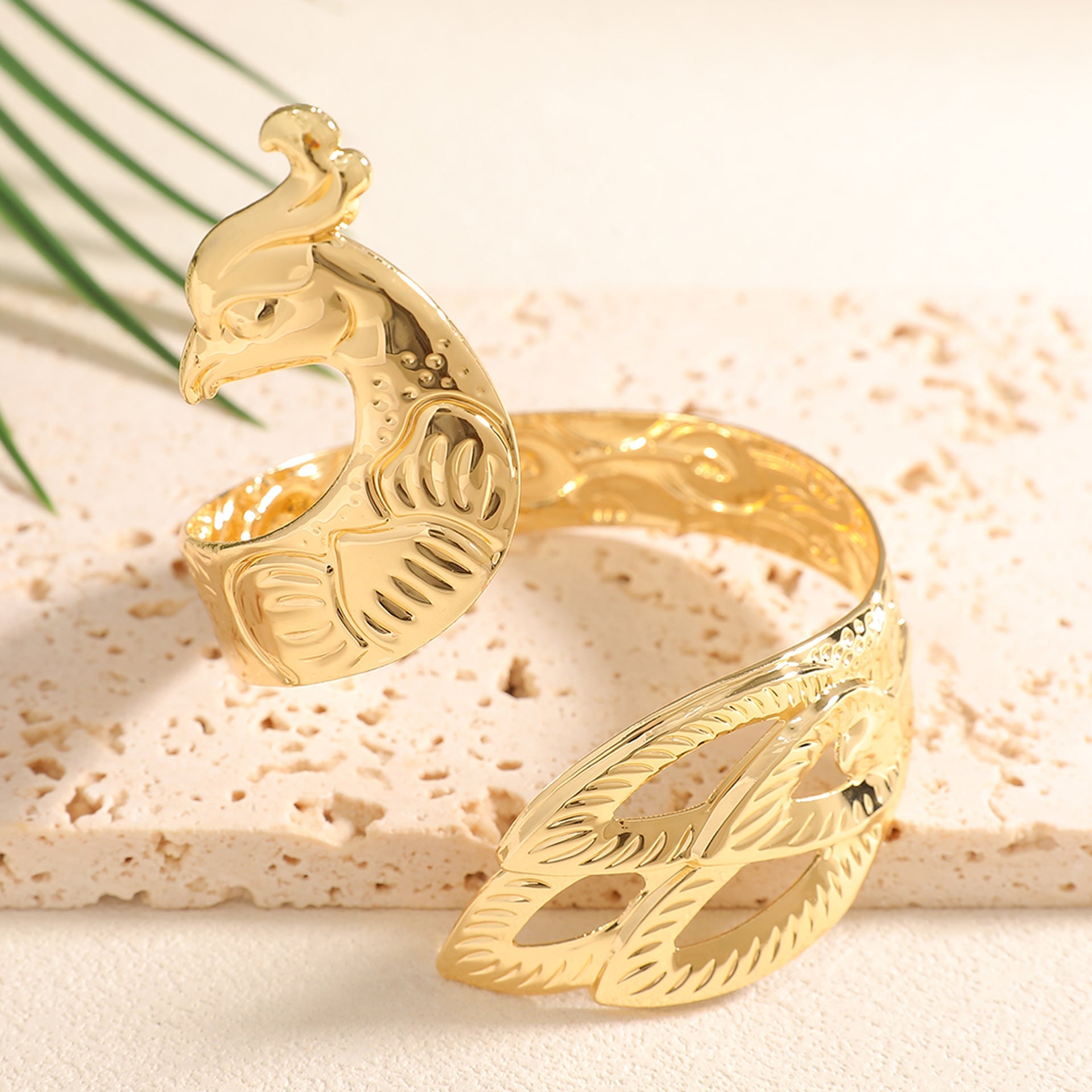 Ladies Open Bangle with Artistic Coral Pattern Fashion Glam