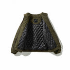 Men's lightly padded canvas field jacket with shirt collar, concealed seam detail appearance, and elastic waistband Fashion Glam