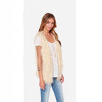 Women Sleeveless Shaggy Faux Fur Vest with Long Pile and Open Hem Fashion Glam