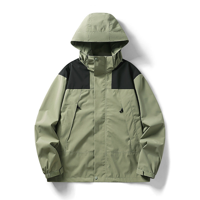 Men's two-tone lightweight softshell outdoor jacket with hood, wind and water-resistant membrane Fashion Glam