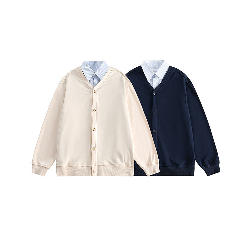 Men's oversized knit cardigan in sweatshirt style with V-neck and button placket Fashion Glam