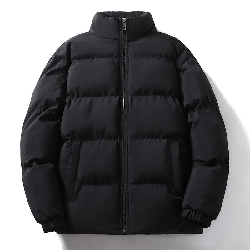 Women's Short Cut Thermal Puffer Jacket with Stand-Up Collar and Minimalist Zipper Front Fashion Glam