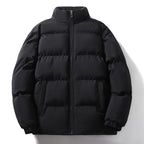 Women's Short Cut Thermal Puffer Jacket with Stand-Up Collar and Minimalist Zipper Front Fashion Glam
