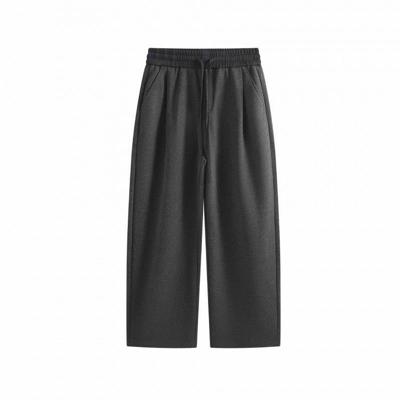 Men's Wide Cropped Pants with Elastic Waistband, Pleats and Side Pockets Fashion Glam