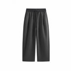 Men's Wide Cropped Pants with Elastic Waistband, Pleats and Side Pockets Fashion Glam
