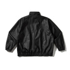 Unisex Boxy-Short Jacket made of vegan leather with a high collar, toggle front, and elastic hem Fashion Glam