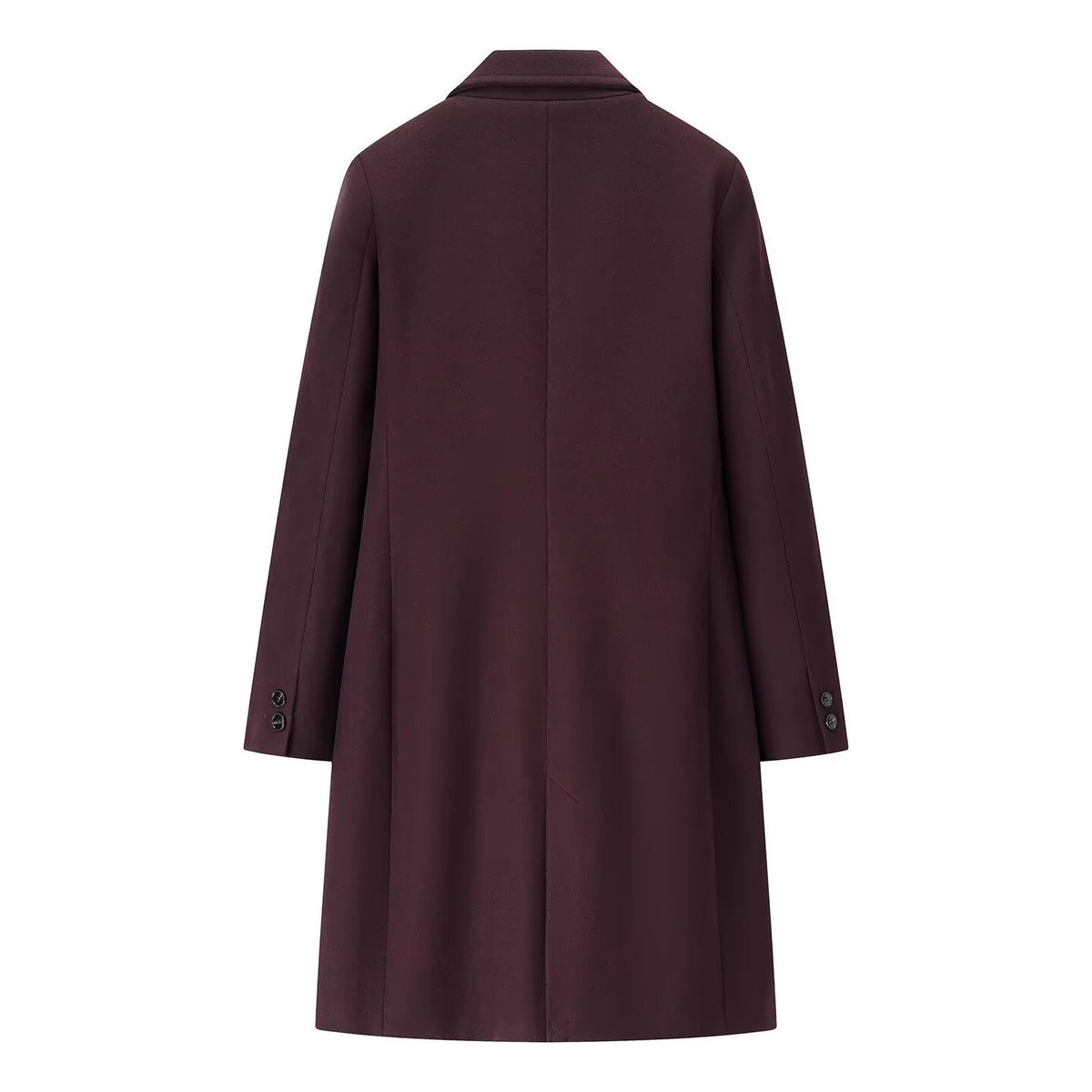 Women's Longline Single-Breasted Wool Blend Coat with Notched Collar and Welt Pockets Fashion Glam