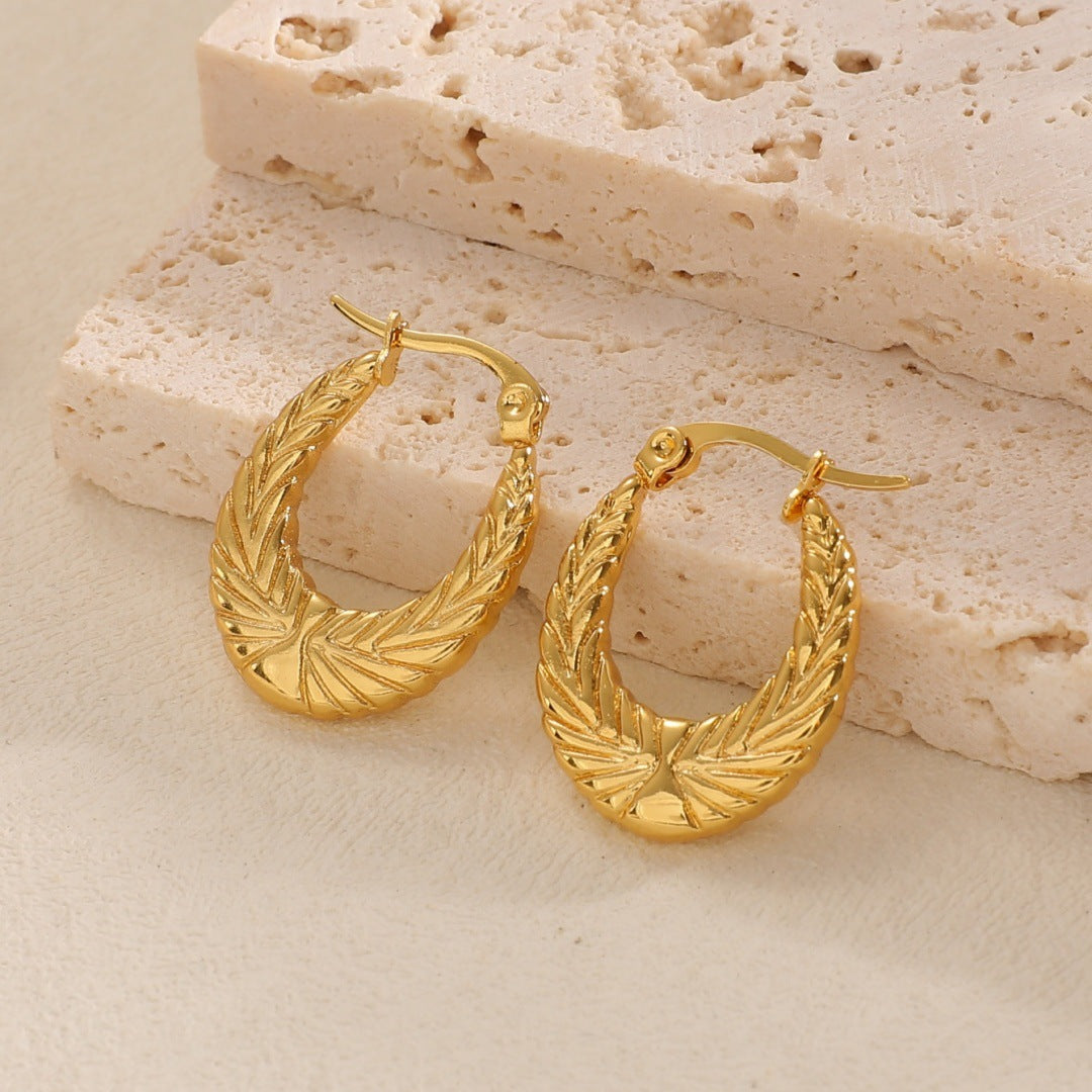 Women's Hanging Earrings with Integrated, Textured Design Fashion Glam