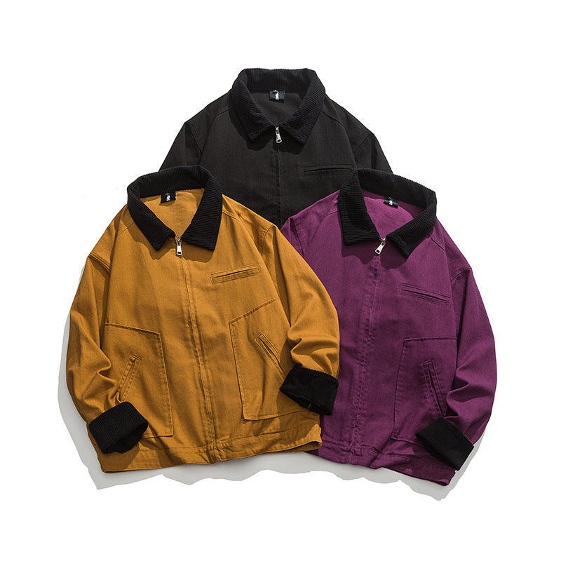 Unisex Boxy-Workwear-Jacket made of canvas with cord collar, zipper and applied flap pockets Fashion Glam
