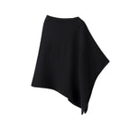 Women Fine Knit Poncho with Asymmetrical Hem and Wide Boat Neck Fashion Glam