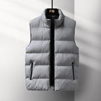 Men's Sleeveless Thermal Quilted Vest with Stand-Up Collar, Windproof Shell and Zipper Pockets Fashion Glam