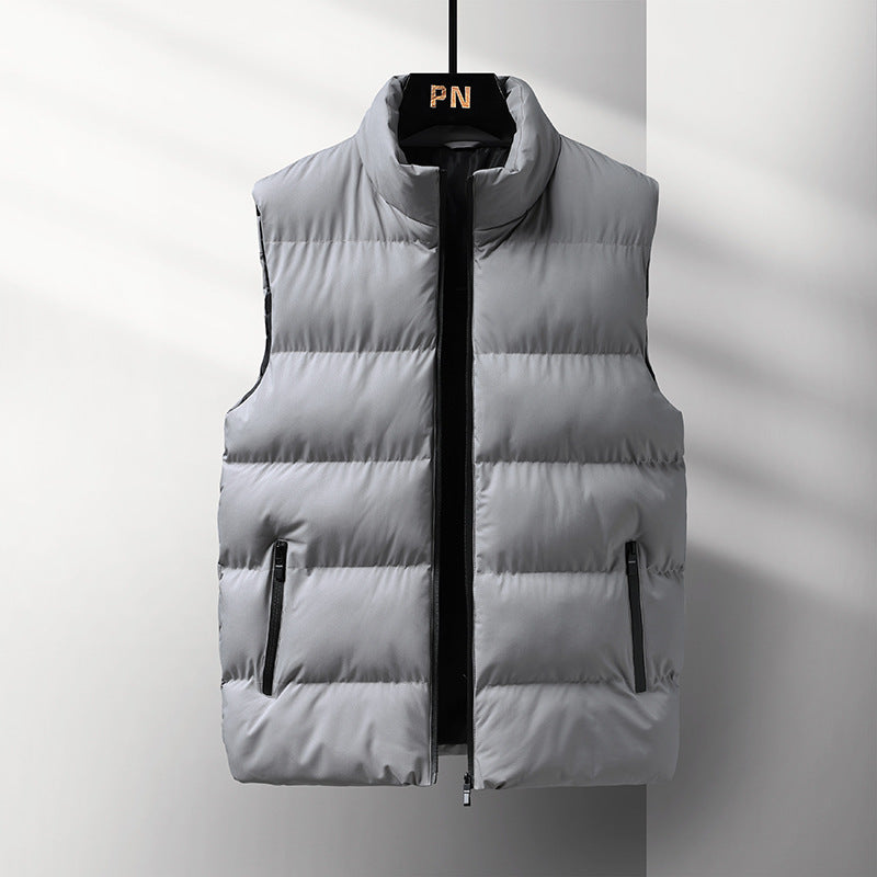 Men's Sleeveless Thermal Quilted Vest with Stand-Up Collar, Windproof Shell and Zipper Pockets Fashion Glam