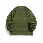 Unisex Striped Oversized Sweater with Lace Collar and Textured Knit Fashion Glam