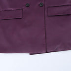 Women's Double-Breasted Satin Blazer with Notched Lapels and Flap Pockets Fashion Glam