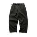 Men's Wide Relaxed Twill Pants with Elastic Waistband, D-Ring Belt, and Pleats Fashion Glam