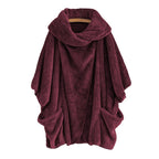 Women Oversize Cozy Poncho with large funnel neck and kangaroo pockets Fashion Glam