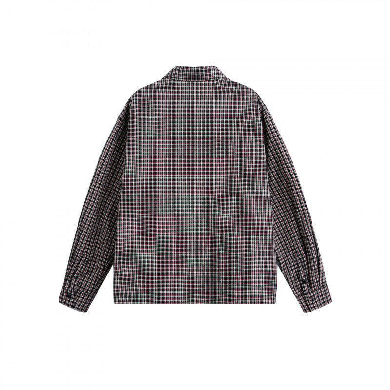 Men's Boxy Overshirt in a fine check pattern with a continuous button placket and a patch chest pocket Fashion Glam