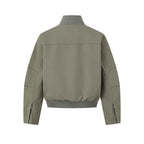 Unisex Short-cut minimalist bomber jacket with ribbed stand-up collar and concealed zipper placket Fashion Glam