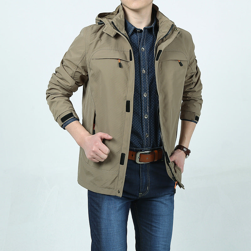 Men's Modern Softshell Field Jacket with Hood, Breathable Stretch and Organizer Pockets Fashion Glam