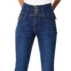 Women High-waisted Slim-Fit Sculpting Skinny Jeans with V-shape waistband and Push-up effect Fashion Glam