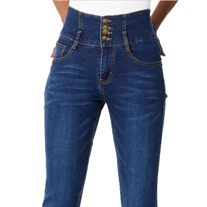 Women High-waisted Slim-Fit Sculpting Skinny Jeans with V-shape waistband and Push-up effect Fashion Glam
