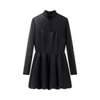 Women Short Mesh Sheath Dress with Stand Collar, Heart-Shaped Neckline and Fitted Flared Skirt Fashion Glam