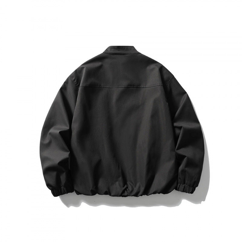 Unisex Oversize lightweight bomber jacket with stand-up collar, zipper, and elastic hem Fashion Glam