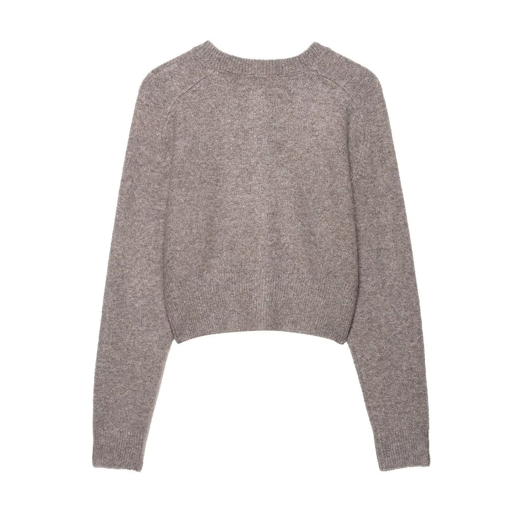 Ladies Cropped Raglan Cardigan with Pearl Buttons and Wide Ribbed Hem Fashion Glam