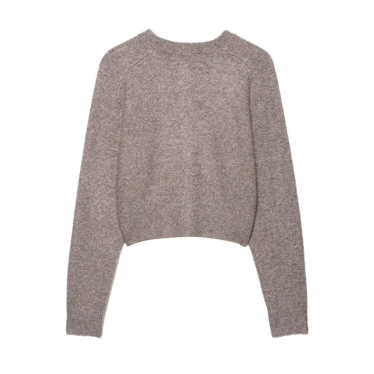 Ladies Cropped Raglan Cardigan with Pearl Buttons and Wide Ribbed Hem Fashion Glam