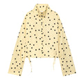 Women's Polka Dot Cropped Blouse with Stand Collar and Drawstring Fashion Glam
