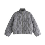 Unisex short cut quilted jacket in boxy cut with diamond quilting and diagonal zip pockets Fashion Glam