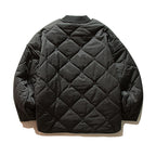 Unisex Lightweight Boxy Puffer Jacket with distinctive diamond quilting, front round pockets, and ribbed collar Fashion Glam