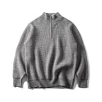 Unisex Coarse Knitted Half-Zip Sweater with Troyer Collar and Chest Pocket Fashion Glam
