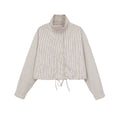 Women Cropped Checked Transitional Jacket with High Collar and Drawstring Fashion Glam