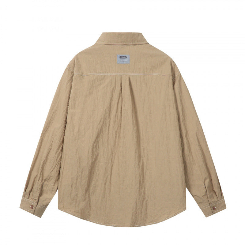 Men's overshirt in boxy cut with contrast stitching and patch chest pockets Fashion Glam