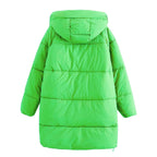 Women's Longer Quilted Down-Effect Coat with High Collar, Hood and Drawstring Fashion Glam