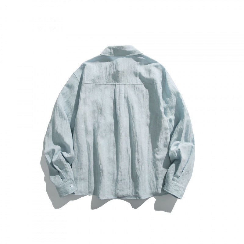 Unisex Oversize lightweight linen blend shirt with chest pocket and loose boxy cut Fashion Glam