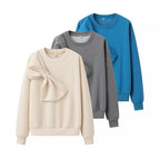 Women's sweatshirt with oversized bow appliqué and round neck Fashion Glam